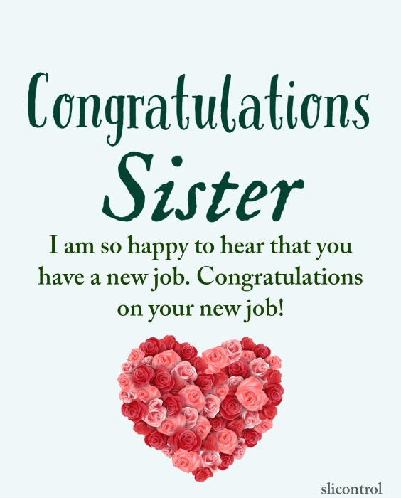 Best Wishes for New Job to Sister