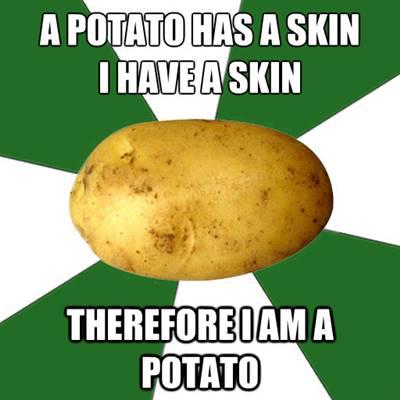 42 Funny Potato Memes “A potato has a skin I have a skin. Therefore I am a potato.”