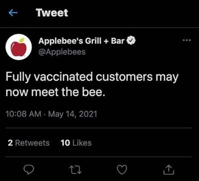 The 55 Funniest Tweets Memes Of All Time Best Picture Memes Finally, consumers who have had all their vaccinations may now meet the Bee.
