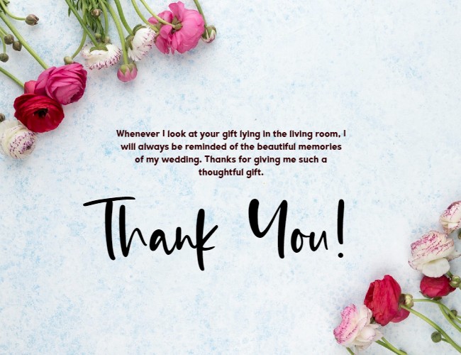 thank you for wedding gift