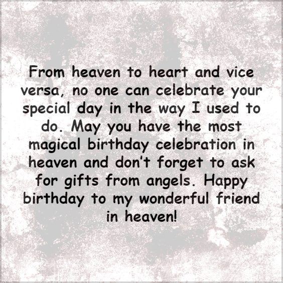 Happy Birthday in Heaven Wishes for a Friend